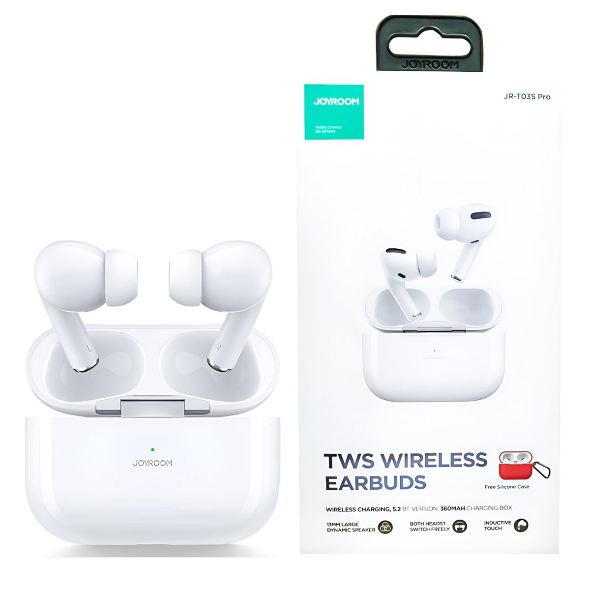 JOYROOM JR-T03S PRO(NX3) WIRELESS HEADPHONES WHITE WITH THIN RED CASE