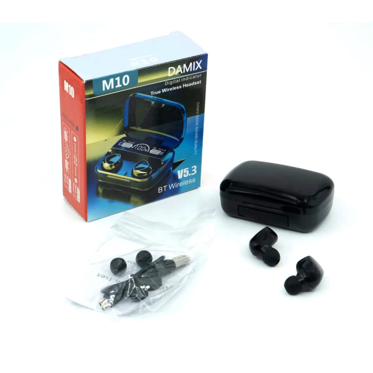 M10 wireless Bluetooth earbuds with noise cancellation