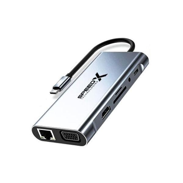 SPEED-X SP-TC1101 11 IN 1 Multi-Port TYPE C Hub with 100W PD 4K HDMI VGA and RJ45 Ethernet Pakistan