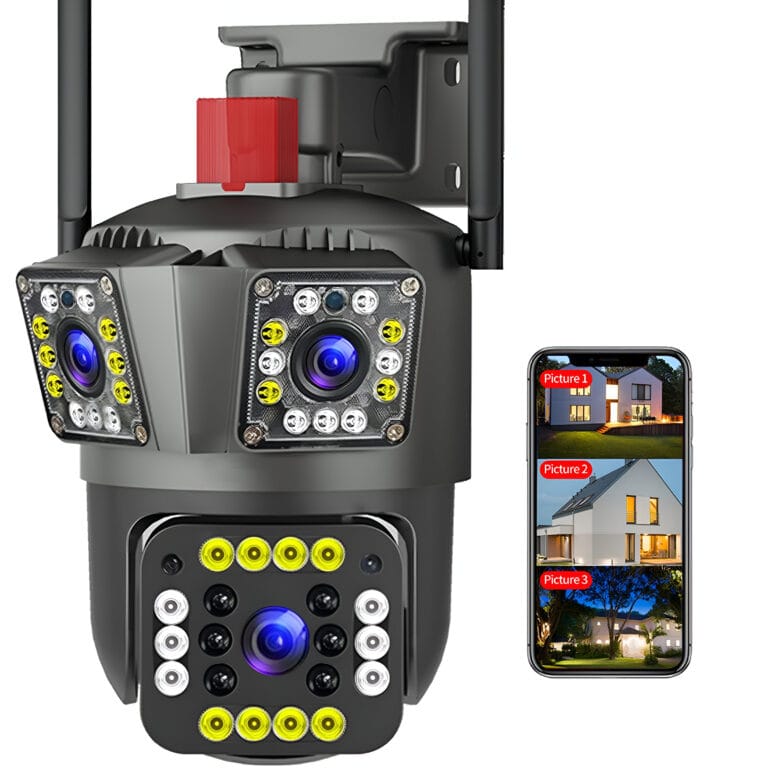 SPEED-X SPZ-803 3-Lens WiFi Outdoor 6MP Security Camera with Triple Screen and Color Night Vision Pakistan