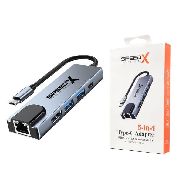 SPEEDX SP-TC501 5 IN 1 Multi-Port TYPE C Hub with 4K HDMI USB 3.0 and PD Charging Pakistan